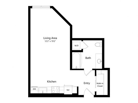 Floor plan for studio, 1 bath, 552 sqft